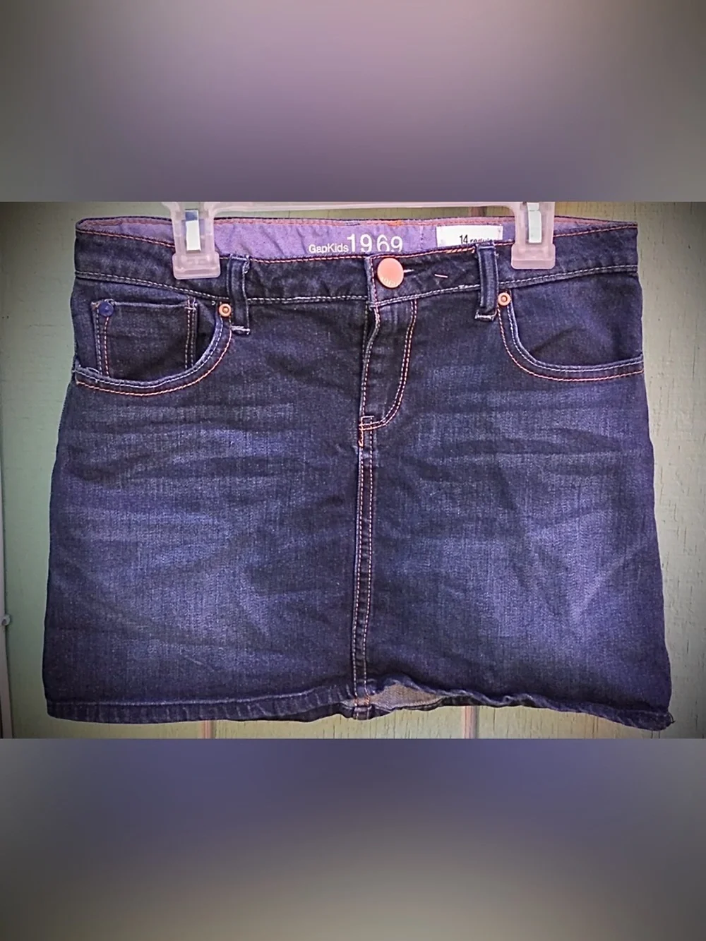 GAP Dark Blue Denim Skirt with Contrast Stitching
